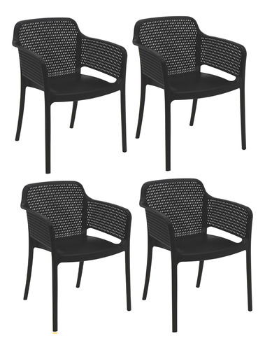 4 Cadeiras De Plástico E Fibra De Vidro Gabriela Tramontina