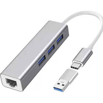 Adaptador Ethernet USB-C RJ45 Alta Velocidad 3 Puertos USB Extra Blanco | MercadoLibre