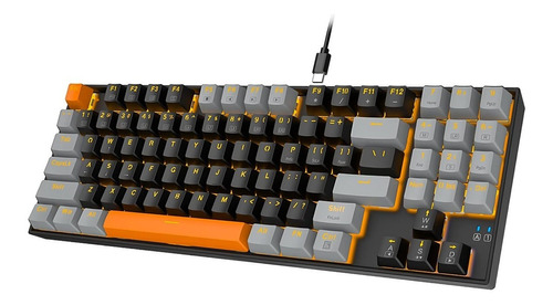 Teclado Gamer E-yooso Z-13 Qwerty Color Negro Y Gris Con Luz Naranja