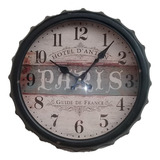 Reloj Retro Vintage Motivo Paris Marco Metal Tapa De Botella