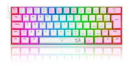 Teclado Redragon Dragonborn K630wp Rgb Sw Blue Branco E Rosa