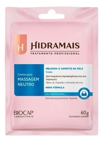  Creme Para Massagem Neutro Hidramais 60g (sachê Especial)