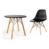 Mesa Jantar Eames Eiffel Madeira 90cm Branca E Cadeira