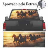 Adesivo Perfurado Vidro Traseiro Belos Cavalos Pickup Suvs