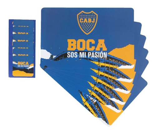 Individual Y Posa Vaso Boca Juniors Oficial Set X 6 Unidades