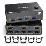 Kceve Dp Hdmi Usb 3.0 Kvm Switch 2 Computadora 2 Monitores, 