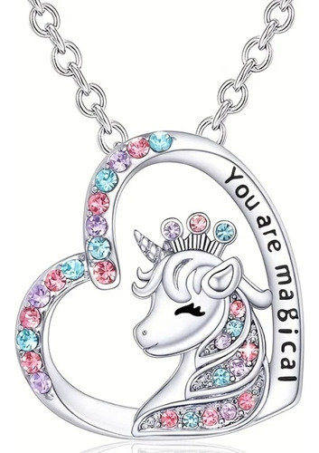 Collar Plata 925 Con Colgante Unicornio Mujer Niña Regalo 