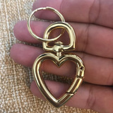 Chaveiro Coração Mosquetão Em Metal Importado Dourado Chave 