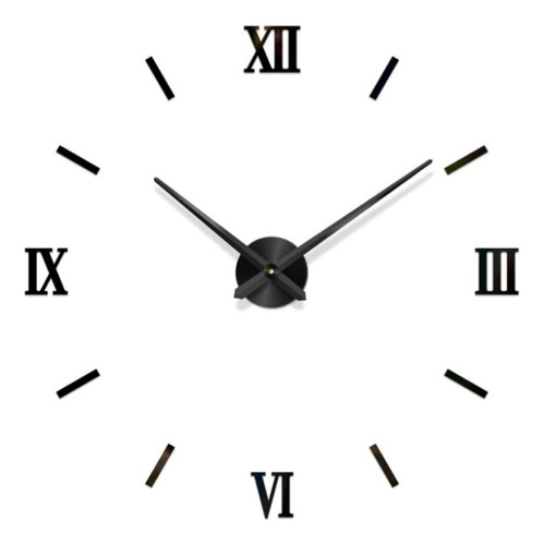 Reloj De Pared Grande Moderno 3d Color Negro 
