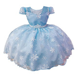 Vestido Frozen Infantil Cinto De Pérolas Festa Meninas Luxo