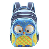 Mochila Escolar Niños Espalda Nene Nena Animales Jardin Color Búho