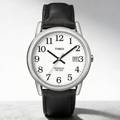 Reloj Para Hombre Timex Easy Reader T2h2819j Analógico Clásico Con Luz Indiglo Esfera Blanca Fechador Correa De Cuero Negro Caja Plateada 35 Milímetros Resistente Al Agua 30 Metros Estilo Casual | Envío gratis