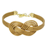 Pulseira Infinito Capim Dourado Artesanal Feminina Banhado