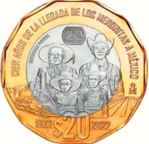 2 Monedas De 20 Pesos 100 Años Menonitas Nuevas En Cápsulas 