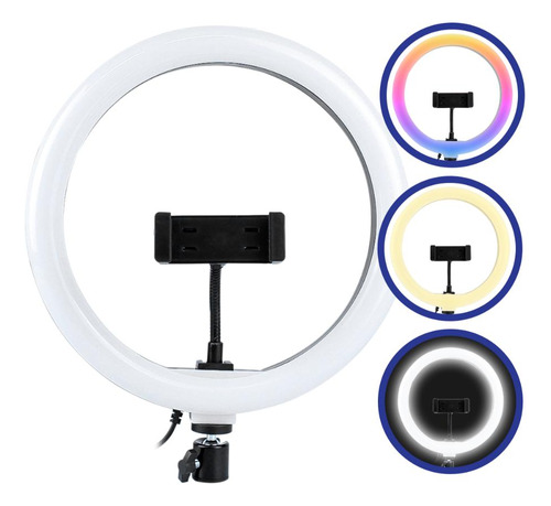 Ring Light Iluminação Led Rgb Suporte Celular Estúdio Live