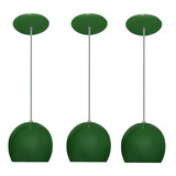 03 Luminarias Pendentes Coloridos Modelo Bolinha - Balcão Cor Verde 110v/220v (bivolt)