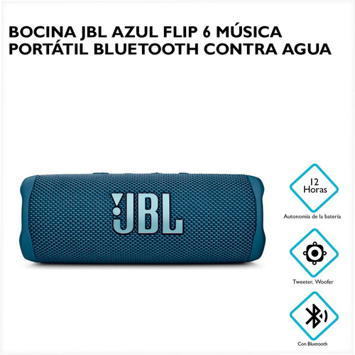 Bocina Jbl Flip 6 Portátil Bluetooth Contra Agua Musica Azul