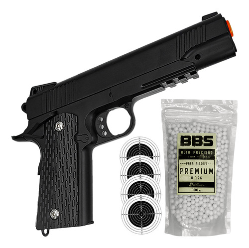 Pistola Airsoft Full Metal Vg 1911 V13 6mm Rossi Bbs + Alvo