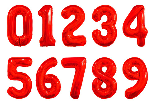 Globo De Numero De 100cm Color Rojo | Meses sin interés