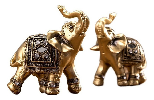 2 Uds., Estatua De Elefante Dorado, Decoración, Estantería