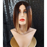 Front Lace Castanho Marrom Mechas Loira Bob Chanl Lisa 