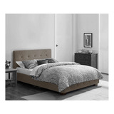 Muebles Recámara Nick Matrimonial Lino Gris Cama Cabecera