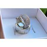 Aros Argollas Con Cristal Pave Unisex Hombre Mujer Plateadas