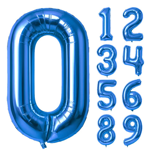Balão Azul Metalizado Bexiga Número Aniversario Azul 0,80cm | MercadoLivre