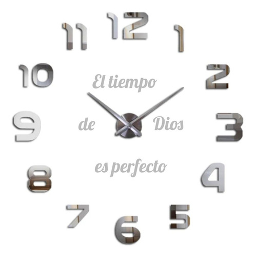 Reloj 3d Mini 50x50cm Color Negro+ Frase En Vinilo 