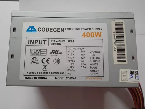 Fuente 400 W Codegen Hace Ruido Moderado Pero Gira El Fan 