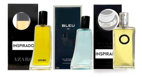 Kit 3 Perfume Contratip Masculino Azaro Buvlgari Bleu