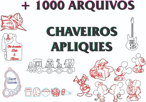 Kit Arquivos +1000 Lembrancinhas Chaveiros Corte Cnc Laser