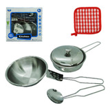 Kit Cozinha Infantil De Inox Com Frigideira + 6 Peças