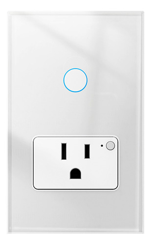 Interruptor De Pared Inteligente Wifi 1botón Táctil+1enchufe Color Blanco Corriente Nominal 16 A Voltaje Nominal 110v