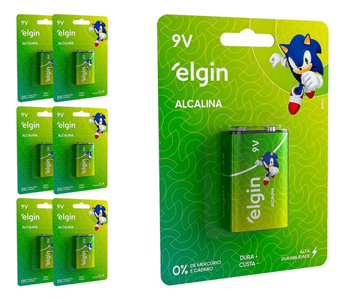 7 Baterias Alcalinas 9v Elgin