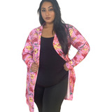 Cardigan Estampado Rosa Plus