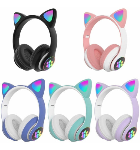 Headset Fone De Ouvido Bluetooth Led Orelha Gato Headphone