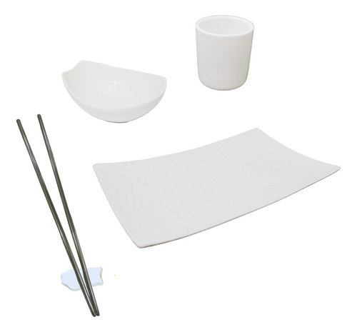 Set Sushi Ceramica Plato Palillos Sake Salsero X5pz Bazar