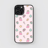 Funda Celular Navidad Navideña Figuras Tapiz Fondo Rosa