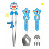 Doraemon Tenedor Cuchara Entrenamiento Palillos Cubertería V