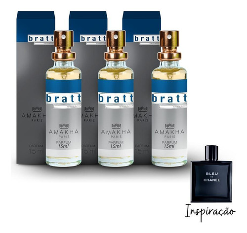 Kit 3 Perfumes Bratt Masculino 15ml Amakha Paris