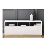 Rack Tv Modular Mueble Living Blanco Melamina 120 Smart