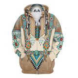 Sudadera Con Cremallera Indios Americanos Elementos Étnicos