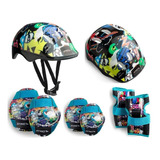 Kit De Proteção Infantil Bike Capacete Joelheira Monsters