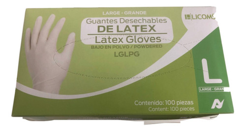 Guante De Latex No Esteril Grande Con 100 Alyger