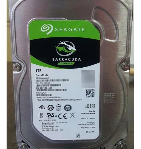 Disco Duro 1 Tb Interno Seagate Sata 3 7200rpm 3.5in St10