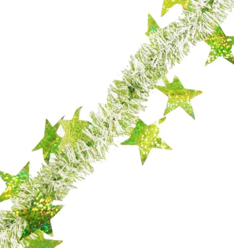 Guirnalda Boa De Navidad 180 Cm Decoración Adorno Navideño Color Estrellas Verdes - Na30