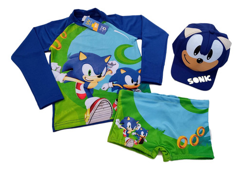 Sunga Infantil + Camisa Uv + Boné Proteção Solar Praia Banho