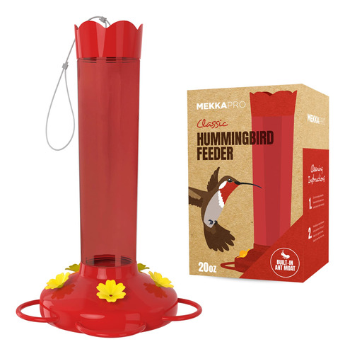 Mekkapro Alimentador De Colibri Rojo De 20 Onzas, Hecho De V