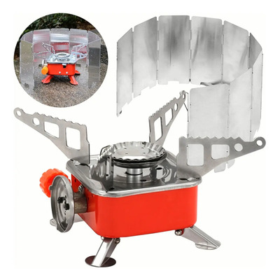 Mini Estufa De Camping Plegable Acero Inoxidable Y Parabrisa | MercadoLibre